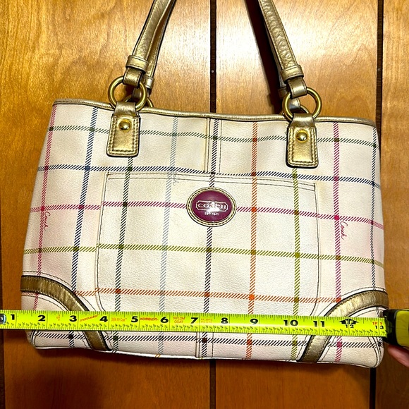 Coach Peyton Tattersall Tote Handbag - Picture 5 of 11